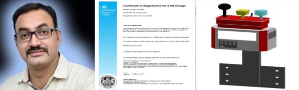 डाॅ. शेखावत द्वारा इजाद किए गए एआई पर्यावरण मोनिटरिंग उपकरण को अन्तर्राष्ट्रीय पेटेंट मिला